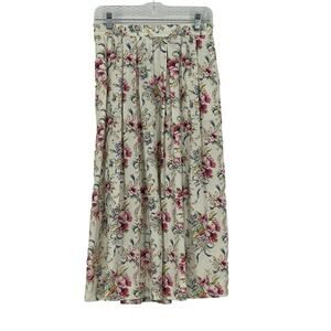 Susan Bristol Vintage Floral Pleated Maxi Skirt Sz 10 Fairy Garden Feminine